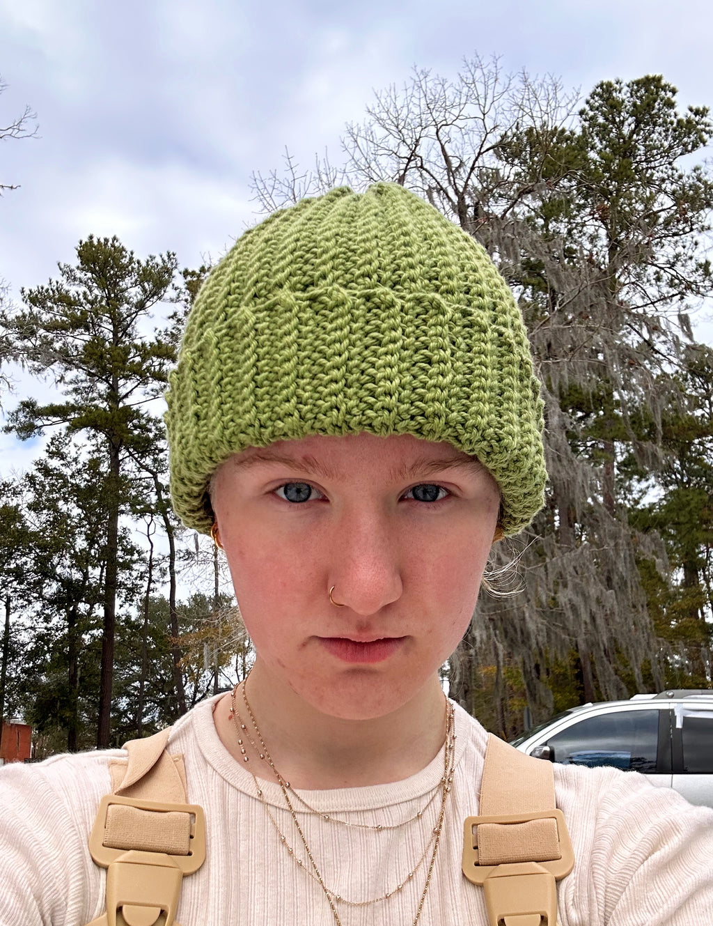 Crochet cotton beanie