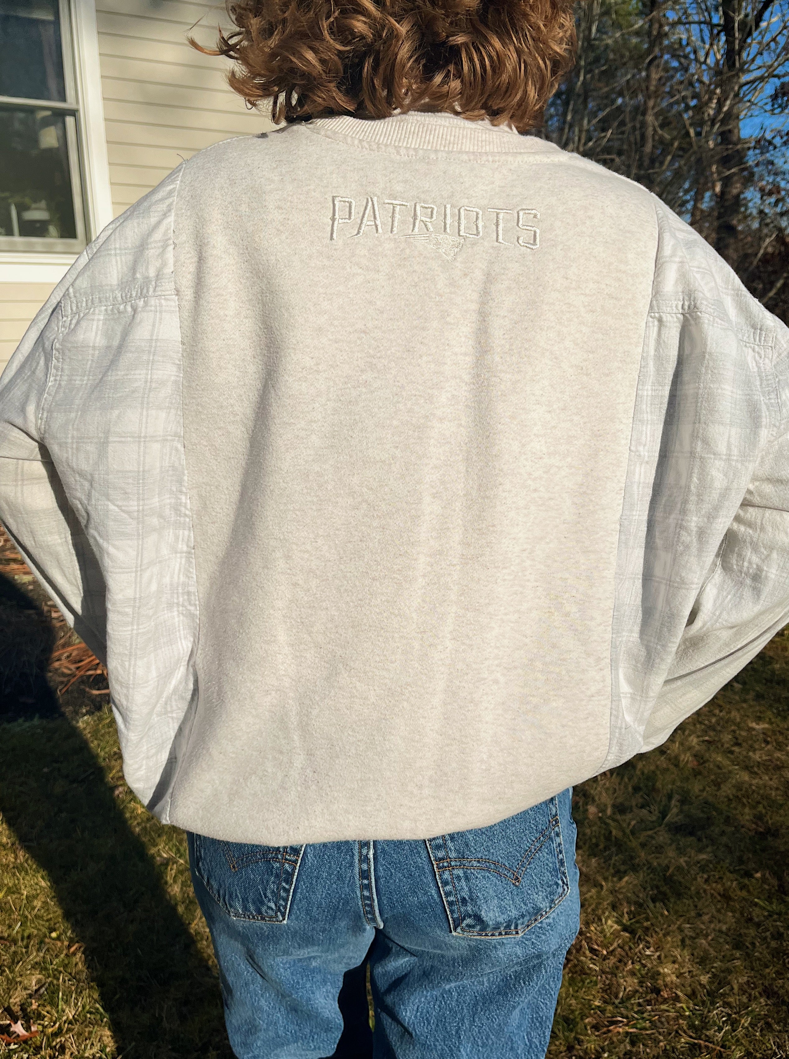 Cream Upcycled Patriots Crewneck