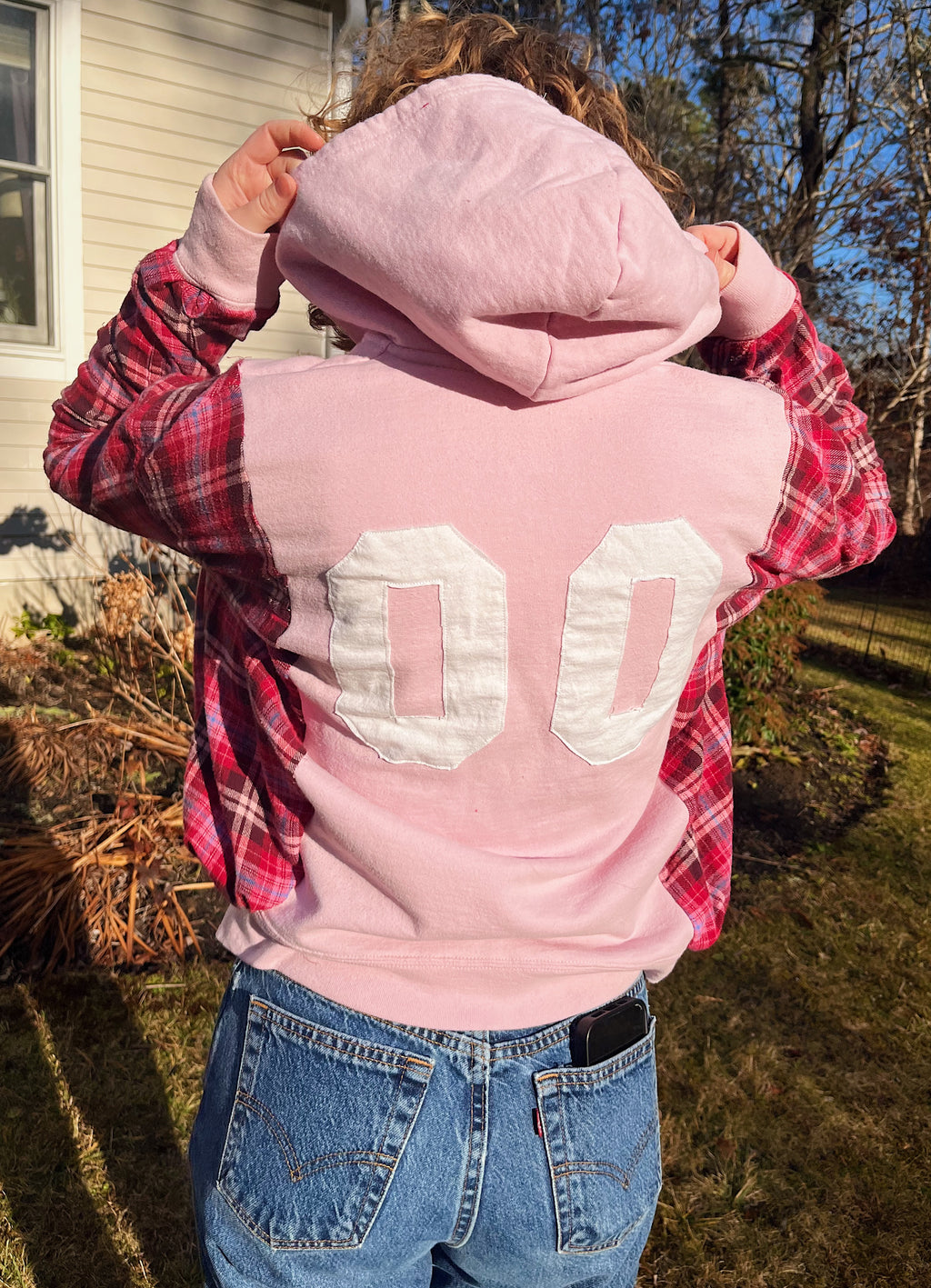 Upcycled Patriots Flannel Zip-up