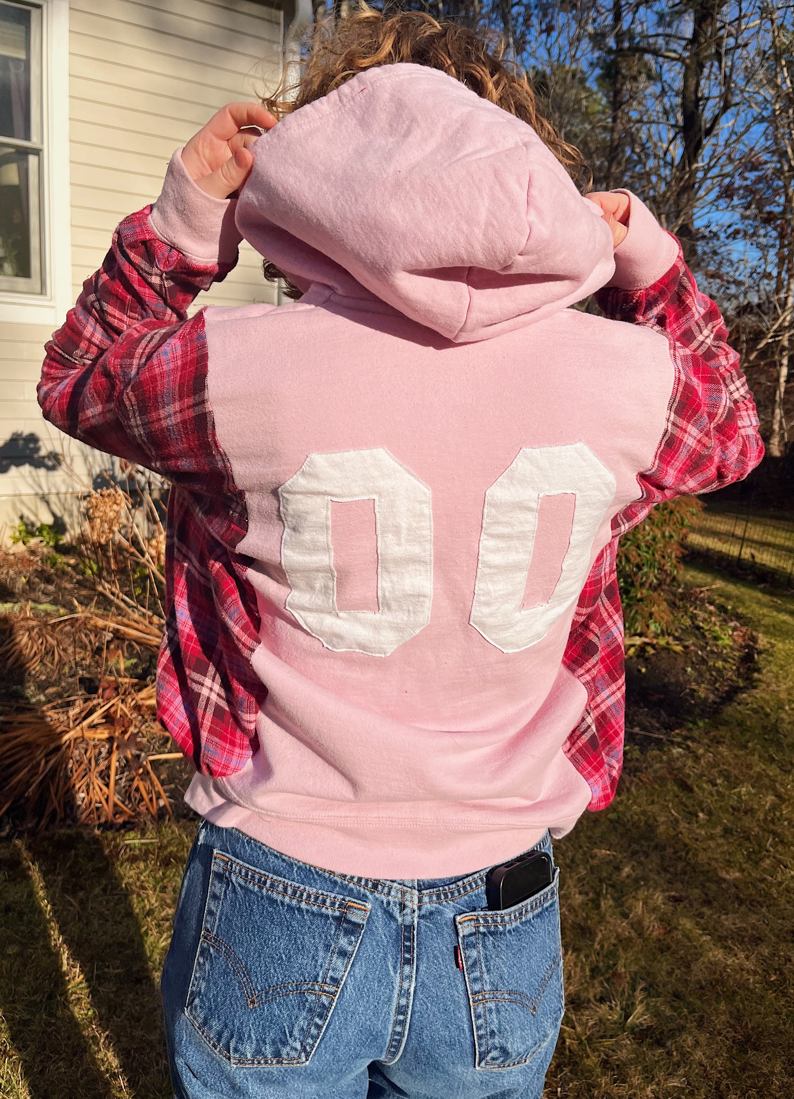 Upcycled Patriots Flannel Zip-up