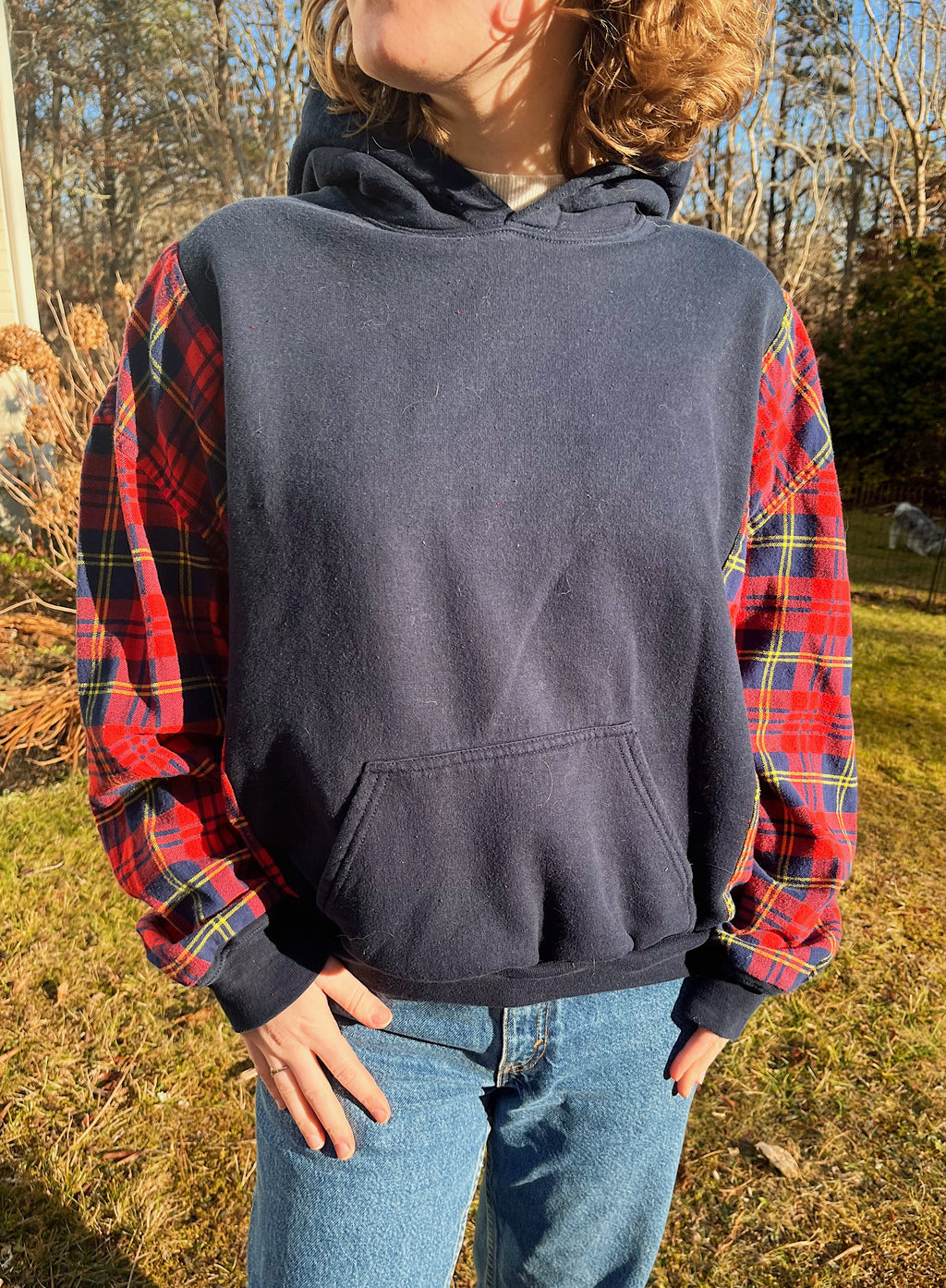 Upcycled Flannel Sweatshirt