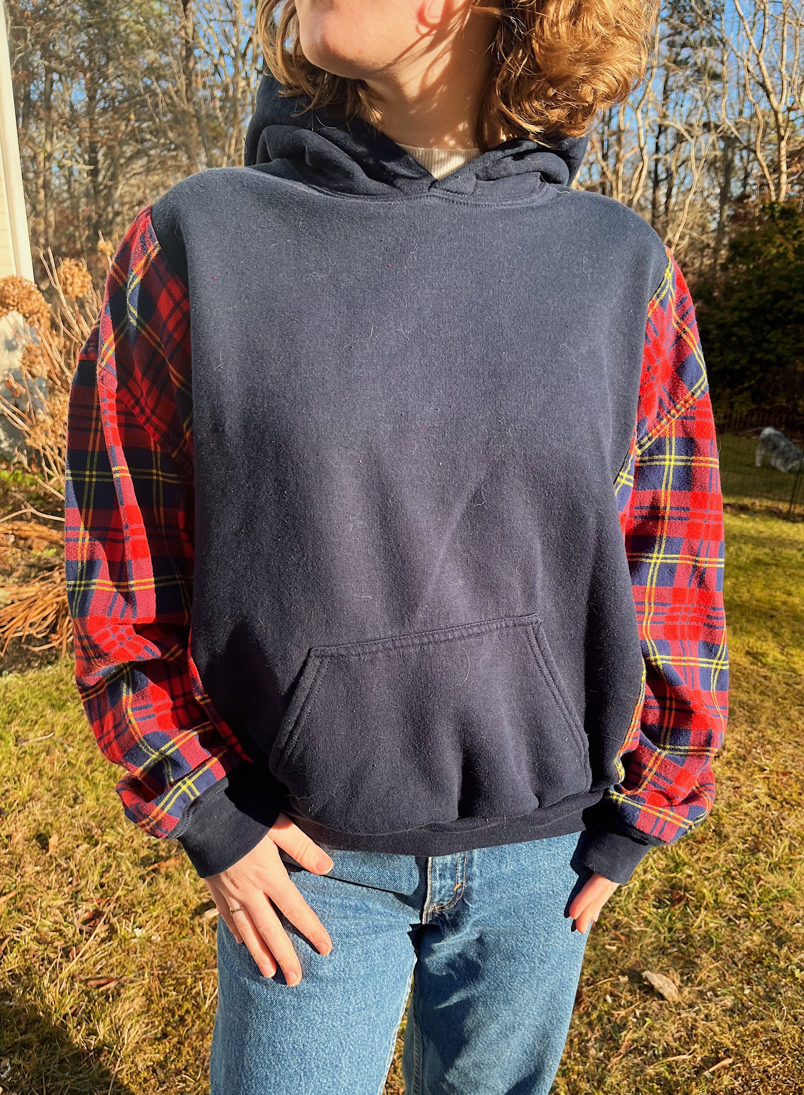 Upcycled Flannel Sweatshirt
