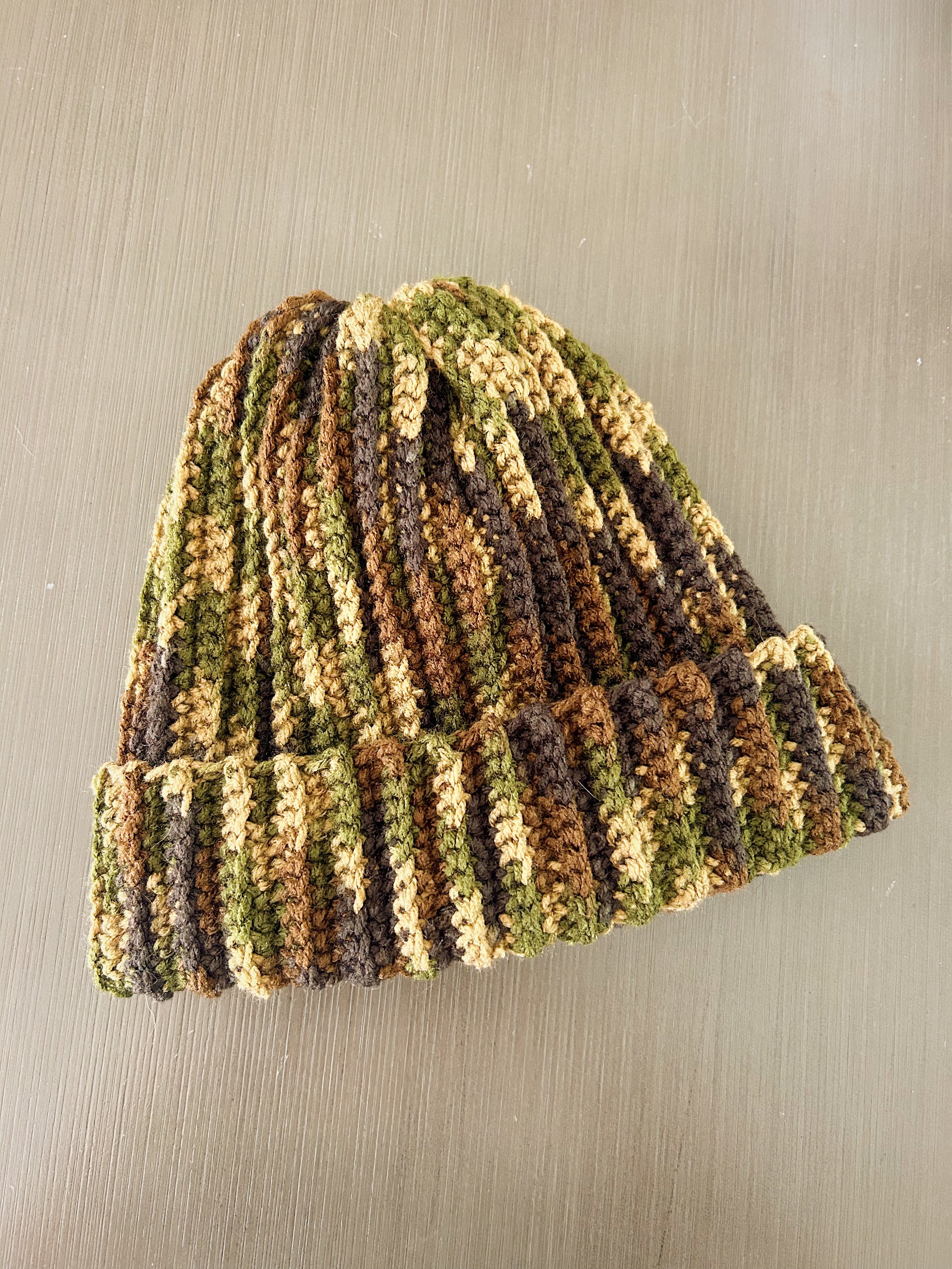 Crochet camo beanie