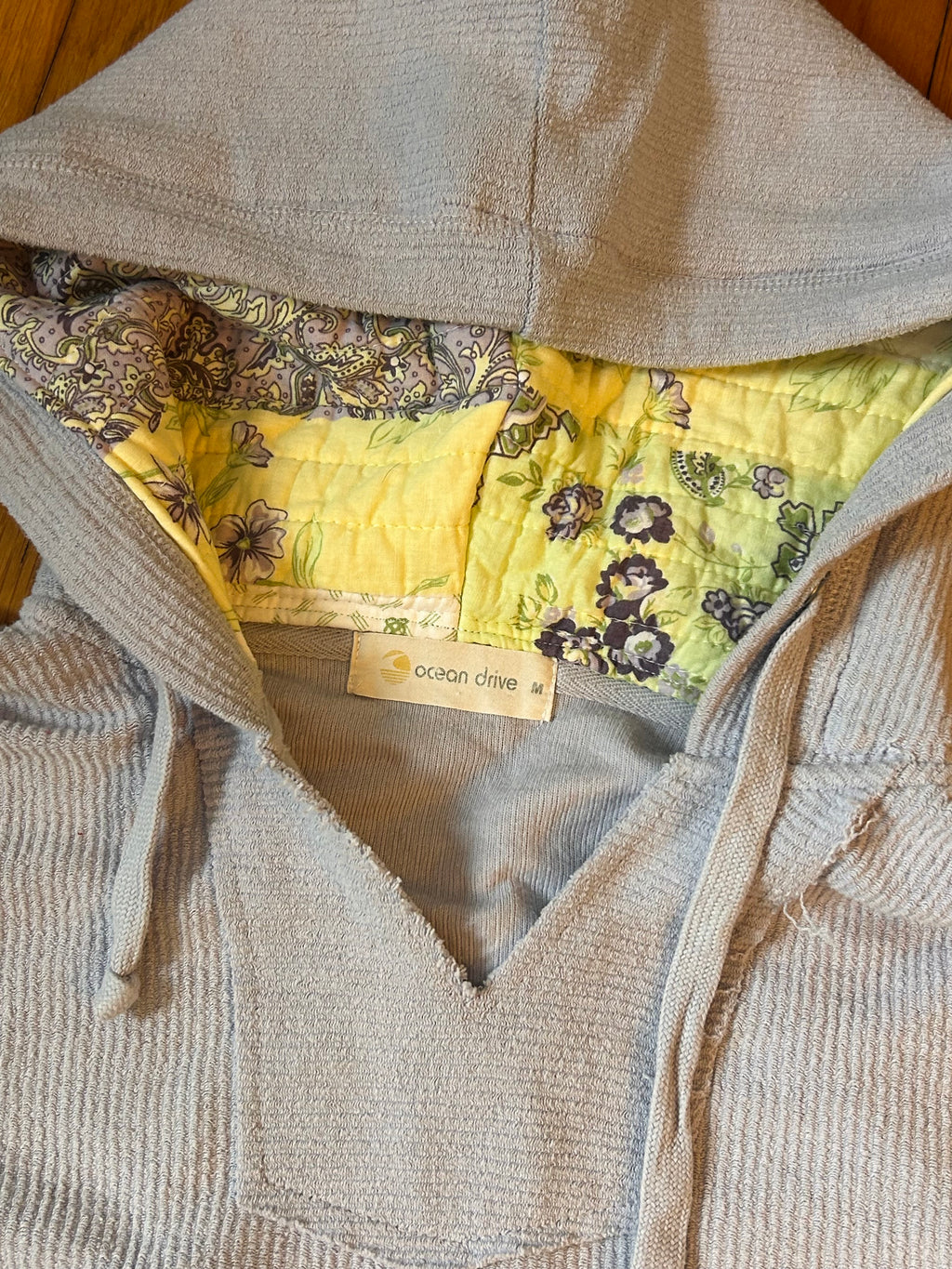 Purple quilted upcycled hoodie