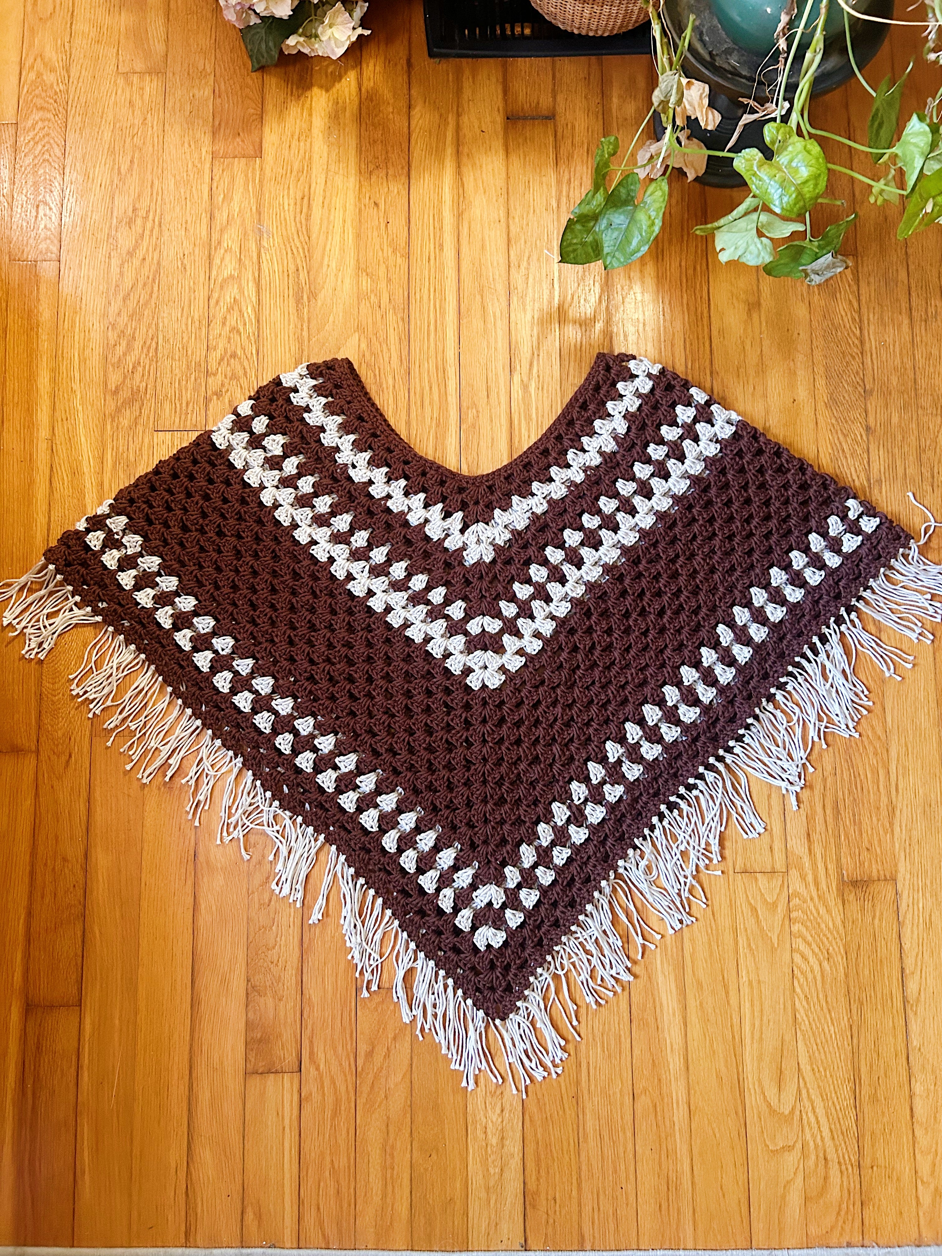 Tan and brown poncho